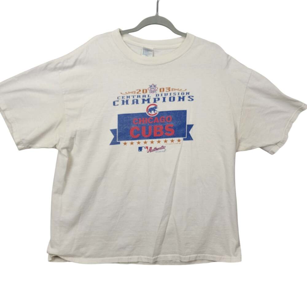 Majestic Chicago Cubs 2003 NL Central Division Champions Tee Mens XL White MLB